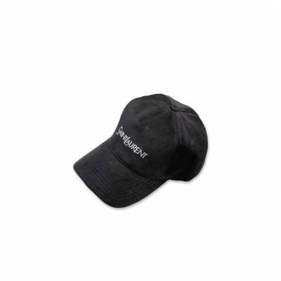 YSL HAT VINTAGE CAP IN CORDUROY BLACK 754660 YSL HAT VINTAGE CAP IN CORDUROY BLACK 754660